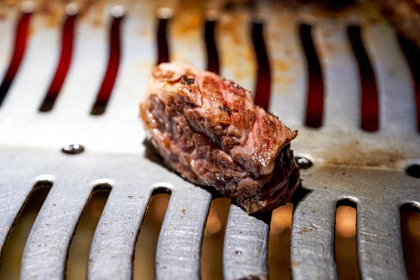 Closeup Japanese Yakiniku Being Cooked Grill — Stock Photo, Image