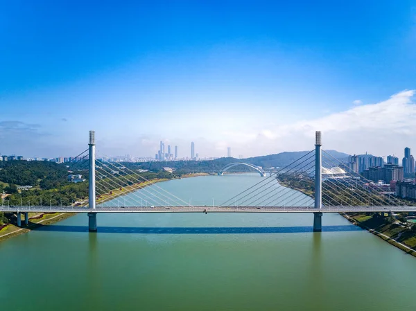 Cityscape Της Γέφυρας Wuxiang Στο Nanning Guangxi Κίνα — Φωτογραφία Αρχείου