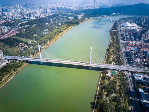 Paisaje Urbano Del Puente Wuxiang Nanning Guangxi China — Foto de Stock