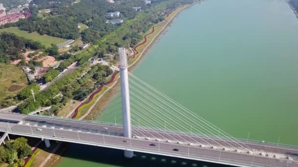 Luchtfoto Van Wuxiang Bridge Nanning Guangxi China — Stockvideo