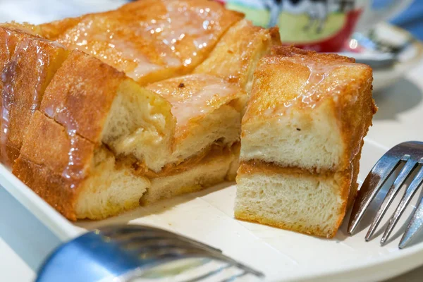 Classic Dessert Hong Kong Tea Restaurant Deep Fried Western Toast — Stock Photo, Image