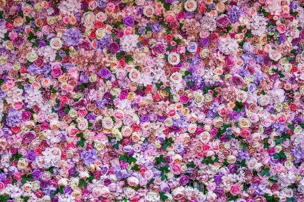 Flower Wall Background Composed Colorful Flowers — Zdjęcie stockowe