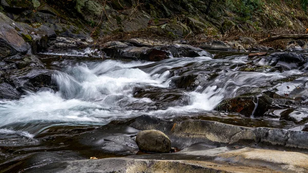 Primer Plano Del Lento Flujo Agua Arroyo Montaña — Foto de Stock