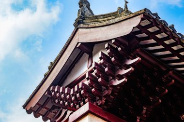 Chinese classical retro building, a close-up of a corner of the turret