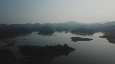 Nanning, Guangxi, Çin 'deki Dawangtan Reservoir' in hava fotoğrafçılığı