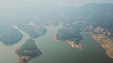 Nanning, Guangxi, Çin 'deki Dawangtan Reservoir' in hava fotoğrafçılığı