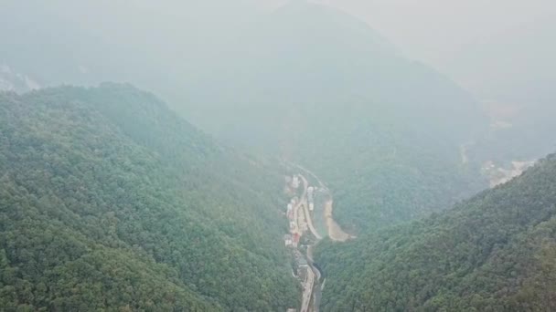 Longsheng Guangxi Çin Deki Orman Yeşil Tepeler Dağlar Derelerin Hava — Stok video