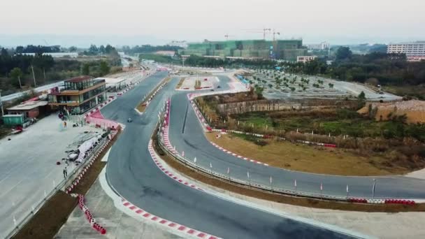 Fotografía Aérea Pista Del Circuito Internacional Karting Nanning China — Vídeo de stock