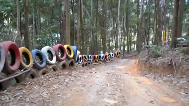 オフロードカートトラック 山や未舗装道路森林トラック — ストック動画