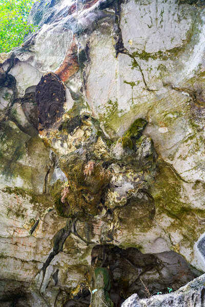 Крупный план сталактитов в пещере в долине