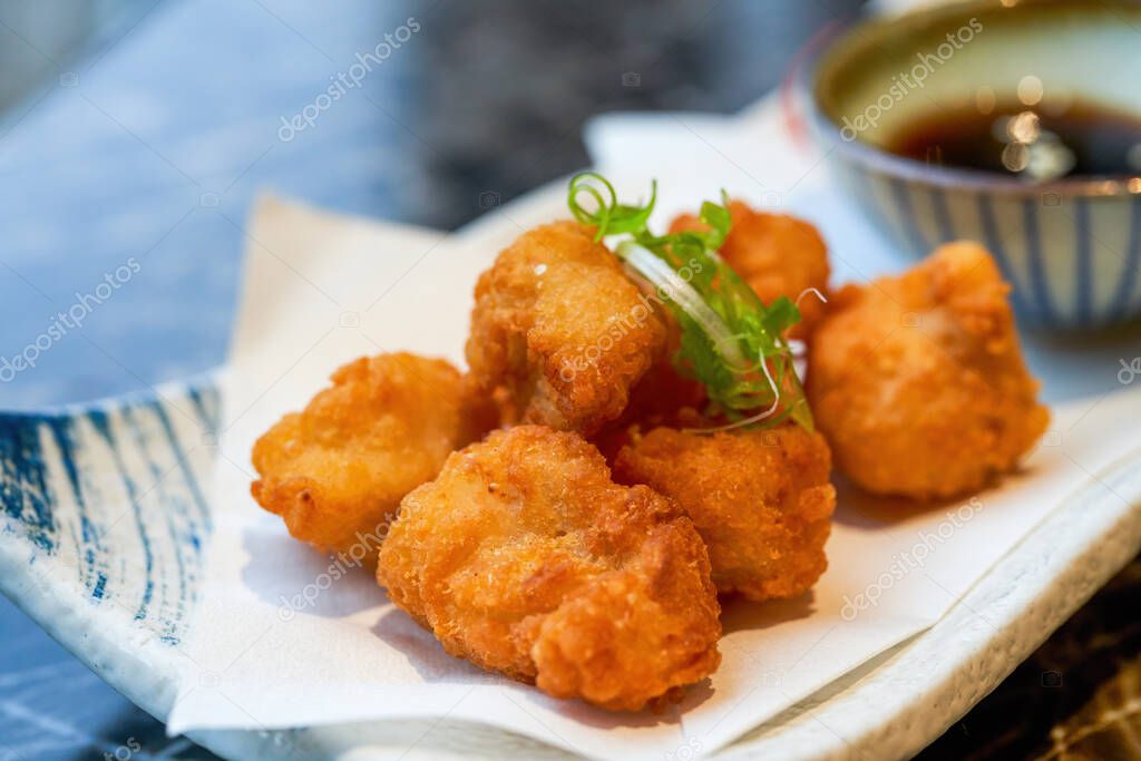 A delicious fried snack, fried chicken nuggets
