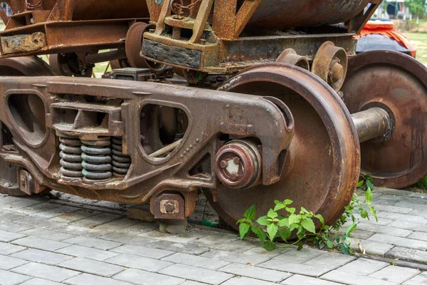 Залишений Залізничний Старий Шахтний Автомобіль Крупним Планом — стокове фото