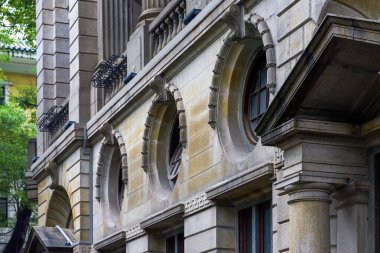 Shamian, Guangzhou, Çin 'de Avrupa tarzı retro binalar ve batı mimarisi