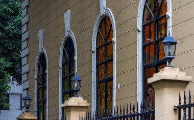 Shamian, Guangzhou, Çin 'de Avrupa tarzı retro binalar ve batı mimarisi