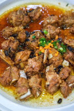 A delicious Chinese dish, steamed pork ribs with black bean sauce