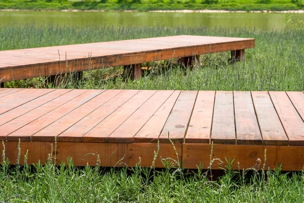 Walk Water Corridor Lake Park Footpath Covered Water Grass — Stock Photo, Image