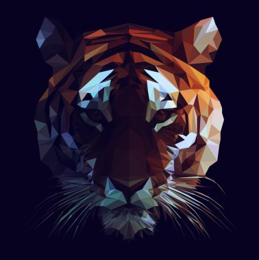 Düşük Poli tiger şekil
