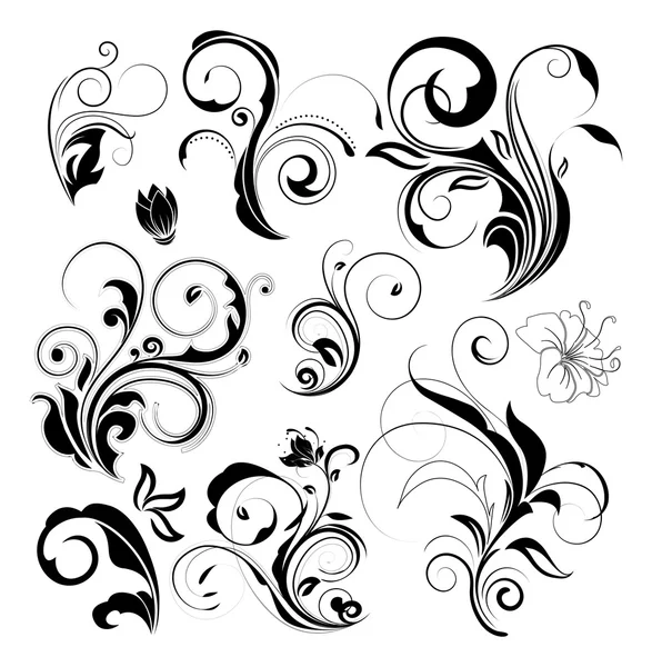 Conjunto de elementos florales — Vector de stock