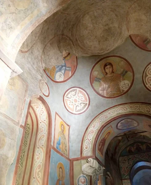 Antik Freskó Ősi Katedrális Falán — Stock Fotó