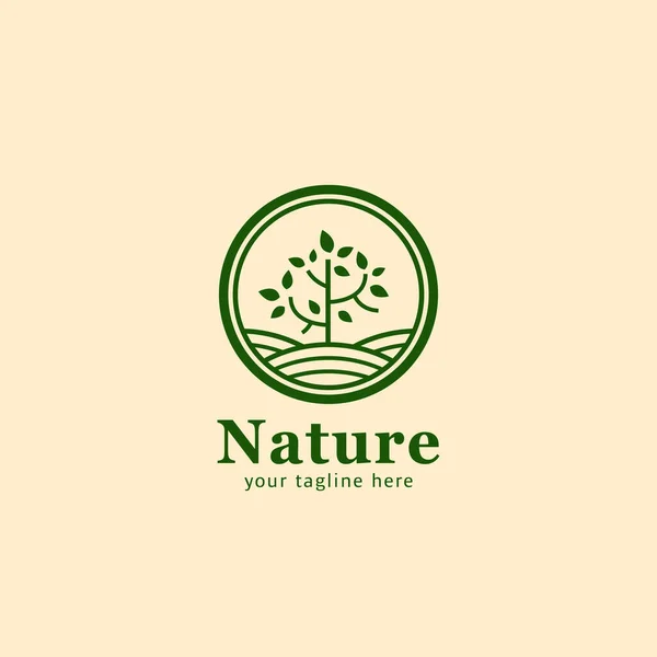 Doğa Ağacı Logo Simgesi Simgesi Simgesi Çember Çerçeve Tekil Vektör — Stok Vektör
