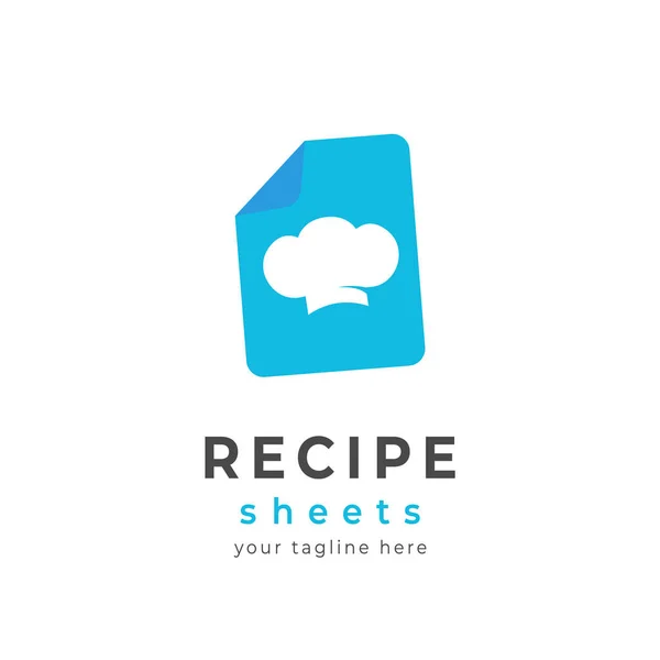 Chef Cuisine Recette Feuille Logo Icône Vecteur Avec Feuille Bleue — Image vectorielle