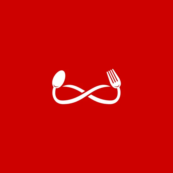 Infinito Comer Comida Ilimitada Logotipo Símbolo Plantilla Con Tenedor Cuchara — Archivo Imágenes Vectoriales