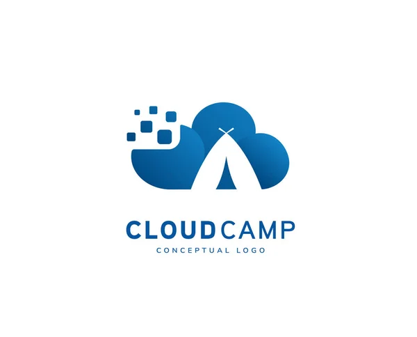 Digital Cloud Bootcamp Logo Camp Workshop Server Cloud Logo Icon — Vetor de Stock