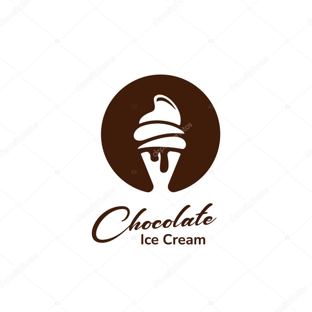 Chocolate ice cream cone logo silhouette icon