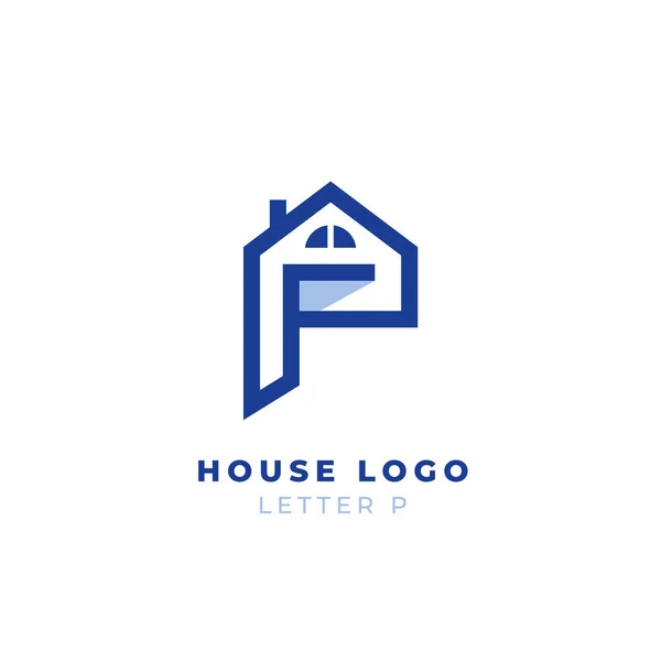 家のガレージの形のロゴのアイコンのシンボルベクトルの文字Pアルファベット — ストックベクタ