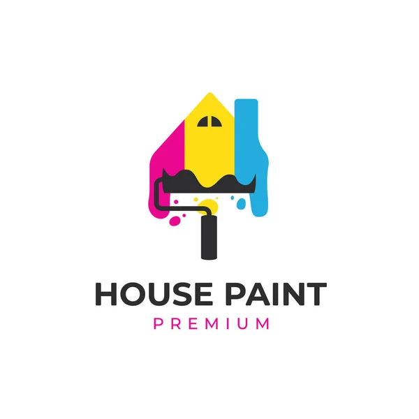 Home House Paint Painting Logo Icon Template Painting Work Service — Stock Vector