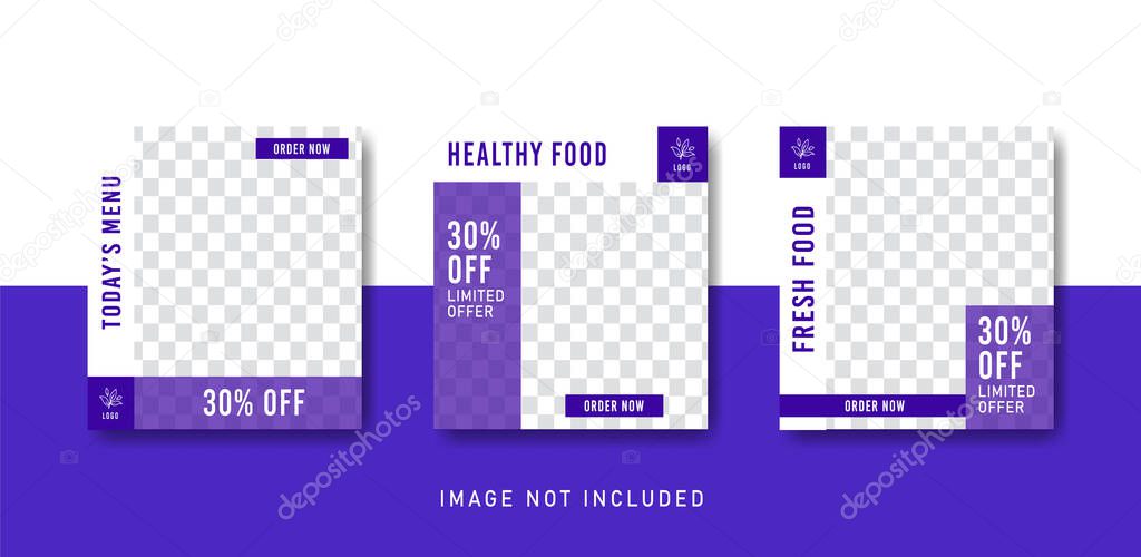 Healthy food social media instagram post template in purple color style