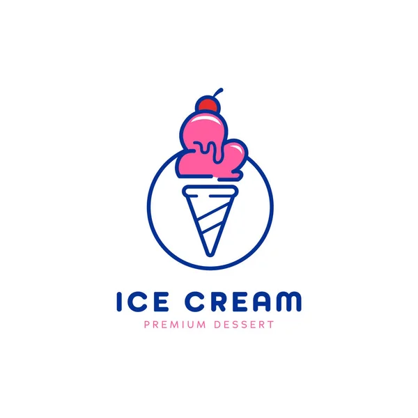 高级冰淇淋圆锥在单色简约风格矢量中的图标 — 图库矢量图片