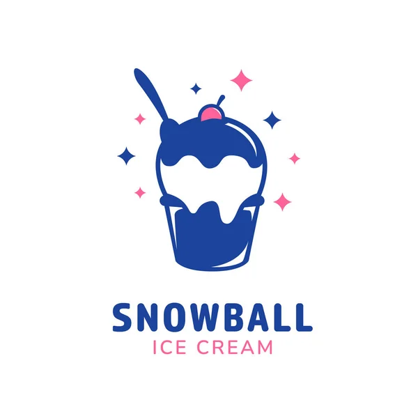 Snowball Sorvete Copo Logotipo Ícone — Vetor de Stock