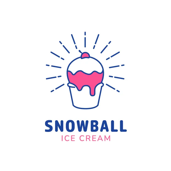 Sorvete Bola Neve Copo Logotipo Ícone Símbolo Estilo Monolina — Vetor de Stock