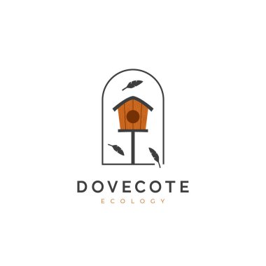 Dovecote ahşap kuş evi logosu çizim biçimi