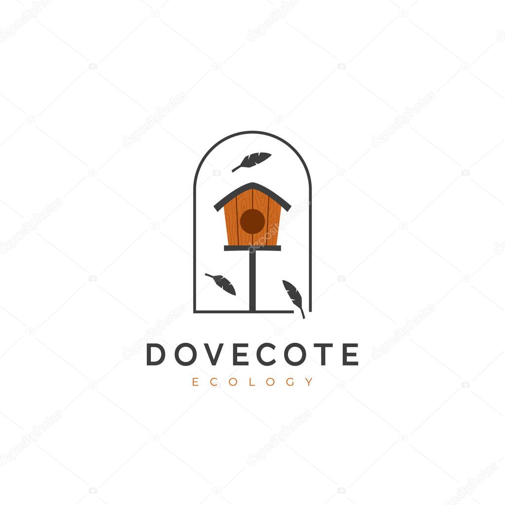 Dovecote wooden bird house logo icon illustration style