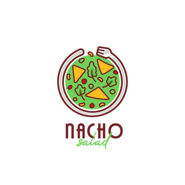 Nacho Taco Σαλάτα Μπολ Λογότυπο Μεξικανική Μαγειρική Nacho Σαλάτα Μπολ — Διανυσματικό Αρχείο