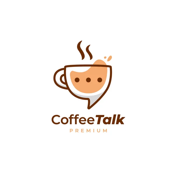 Kaffee Talk Logo Kaffeetasse Diskussion Logo Symbol Lustigem Stil — Stockvektor