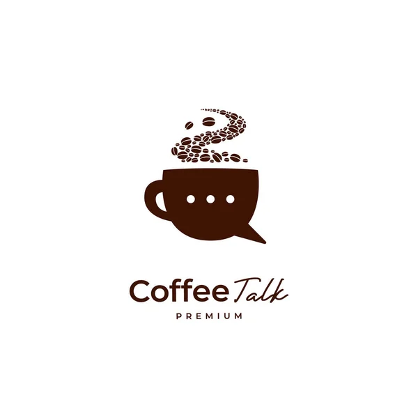 Premium Kaffeebohnen Talk Logo Braune Kaffeetasse Mit Blase Chat Symbol — Stockvektor