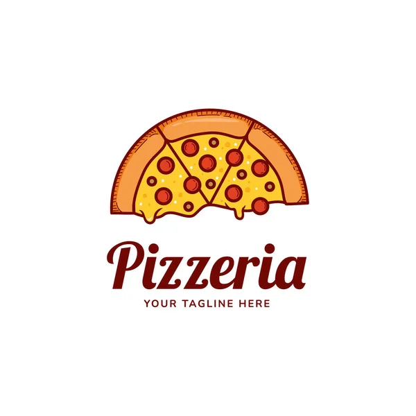 Fusión Del Logotipo Pizza Pizzería Restaurante Con Fusión Queso Logotipo — Vector de stock