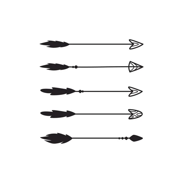 Negro Boho Rústico Flecha Set Gráfico Ilustración — Archivo Imágenes Vectoriales