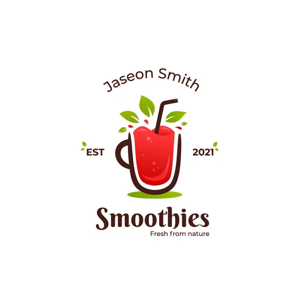 Logotipo Smoothies Frutas Frescas Logotipo Líquido Barra Suco Smoothie Vermelho —  Vetores de Stock