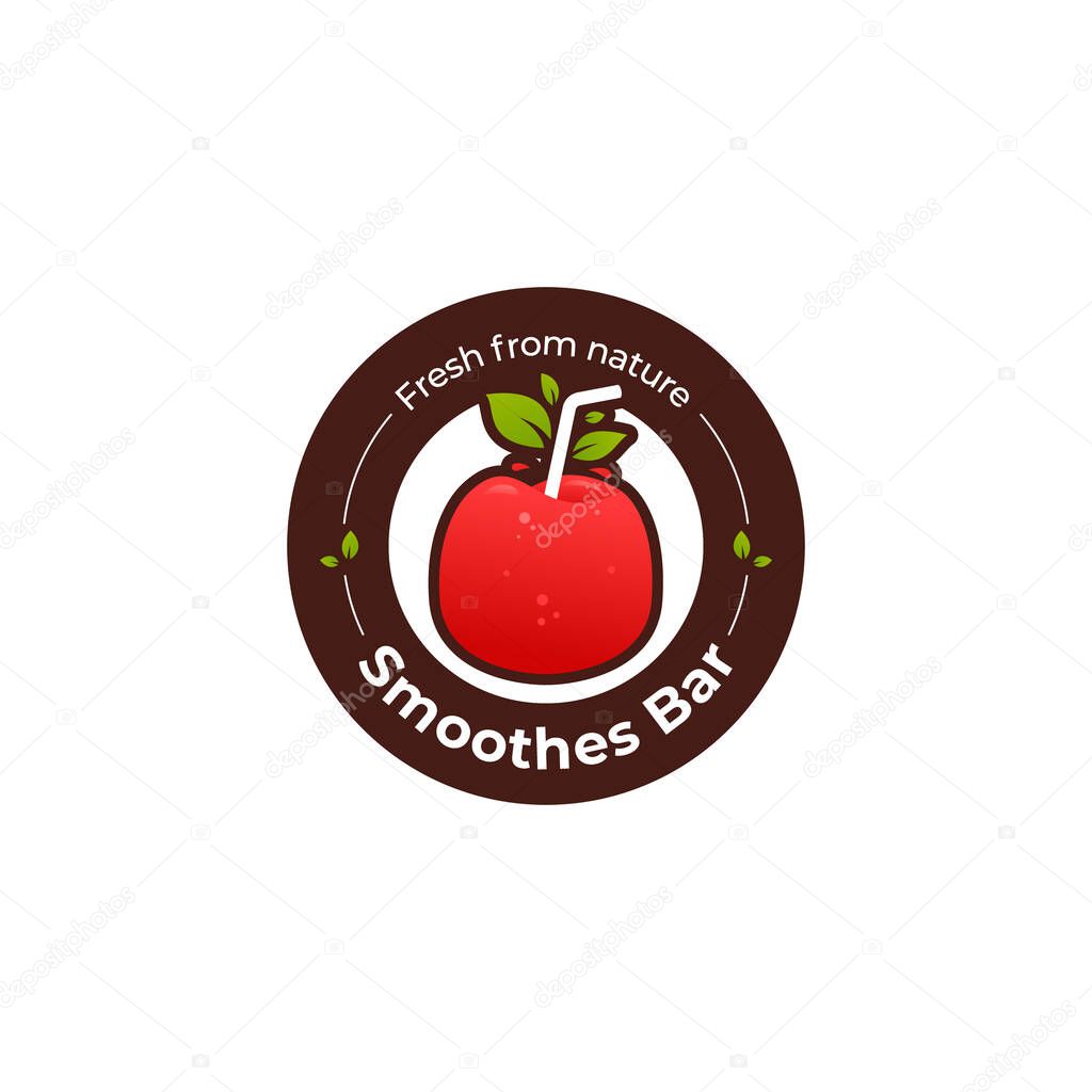 Red Apple fruit juice bar logo, red fresh smoothies logo icon