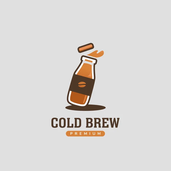 Cold Brew Pressed Coffee Bottle Logo Icon Template — Stock Vector