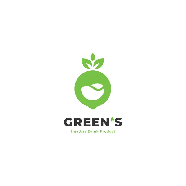 Natuur Groente Groen Fruit Ecologisch Sap Drank Smoothie Logo Icoon — Stockvector