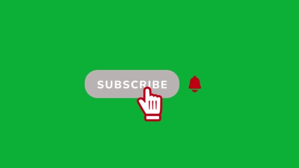 Subscribe Button Animation Cartoon Hand Cursor Click Bell Icon Motion — Stock video