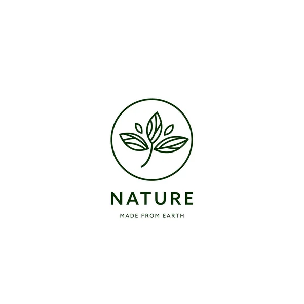 Gruppo Natura Foglia Logo Linea Monoline Stile Ecologia Prodotto Icona — Vettoriale Stock