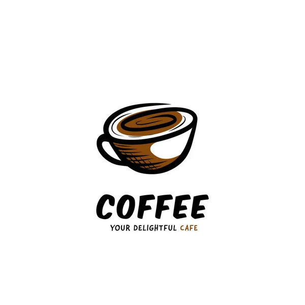Логотип Кафе Кави Каракулі Ручний Малюнок Іконка Ілюстрація — стоковий вектор