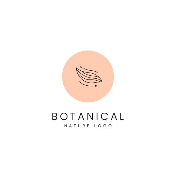 Botanische Natuur Spa Schoonheid Logo Minimalistische Lijn Stijl Blazen Blad — Stockvector