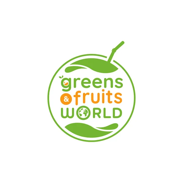 緑の果物や野菜の世界のロゴ 緑の新鮮な果物のロゴアイコン — ストックベクタ
